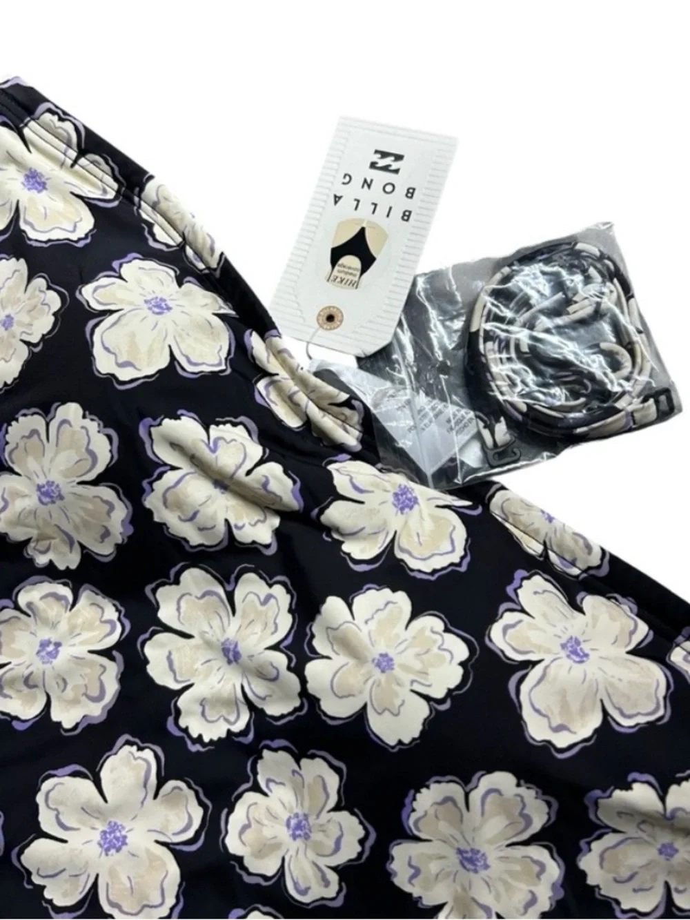 Billabong Kids Black Strapless One-Piece with White Floral Print